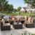 LEVELEVE 7 Pieces Outdoor Patio Furniture Sets,Rattan Conversation Sectional Set,Manual Weaving Wicker Patio Sofa with Tea Table