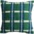Creative Co-Op Square Woven Fabric Indoor/Outdoor Pillow with Embroidery and Plaid Pattern, Green, Blue and Cream