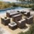 HERA’S HOUSE Patio Furniture Set, Outdoor Wicker Furniture with Fire Pit, 8 Pieces Deep Seating Outdoor Conversation Sofa Sets with Thick Cushions for Deck Backyard Lawn, Beige