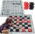 3-in-1 Vintage Giant Checkers, Tic, Tac, Toe, with Reversible Mat, 24 Chips, Family Board Game, Lawn Game, BBQ Party Favor, Indoor and Outdoor Activity for Kids and Adults